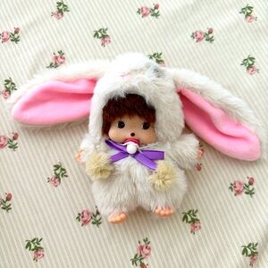 Fluffy White Bunny Monchhichi